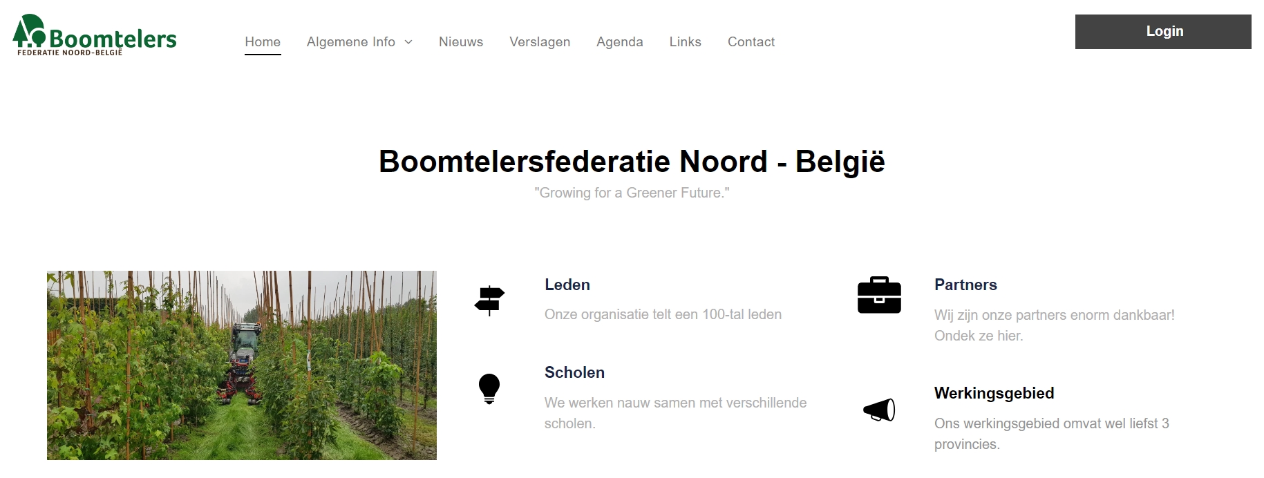 de homepage van de site van Noord-België