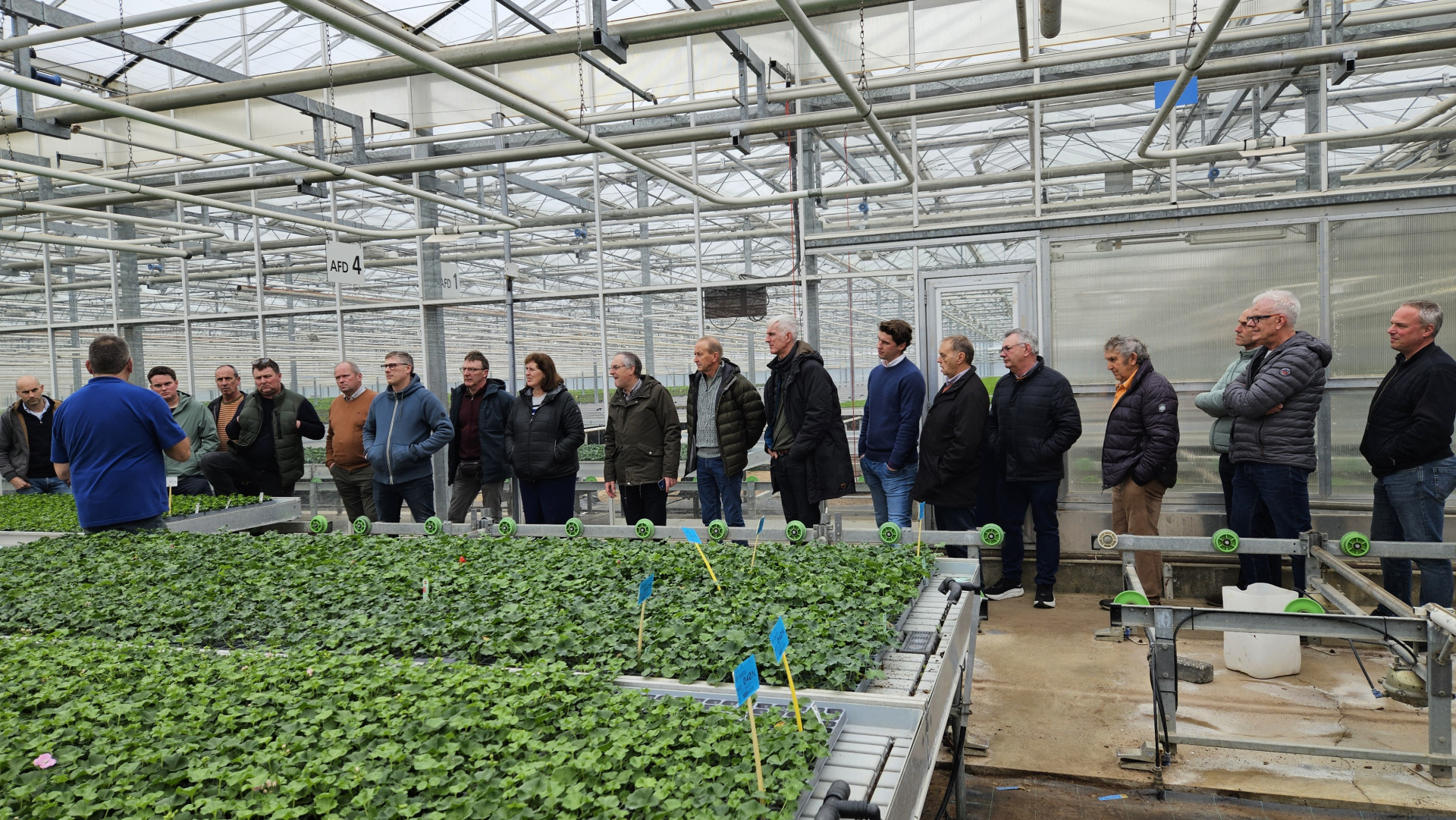 groep bloemisten op bedrijfsbezoek